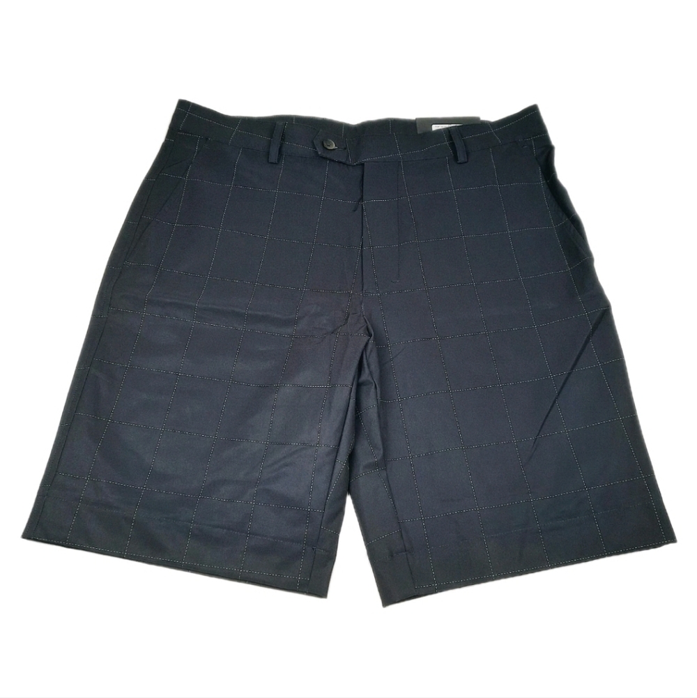 NWT Fairway & Greene Larson Tech Short Black Windowpane Golf Mens 34 Inseam 10.5